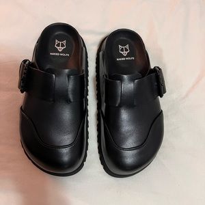 Naked Wolfe Vivi Clogs in Black Leather